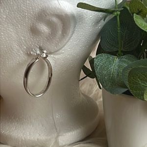 Sterling Silver Thick Oval Hoop Earrings